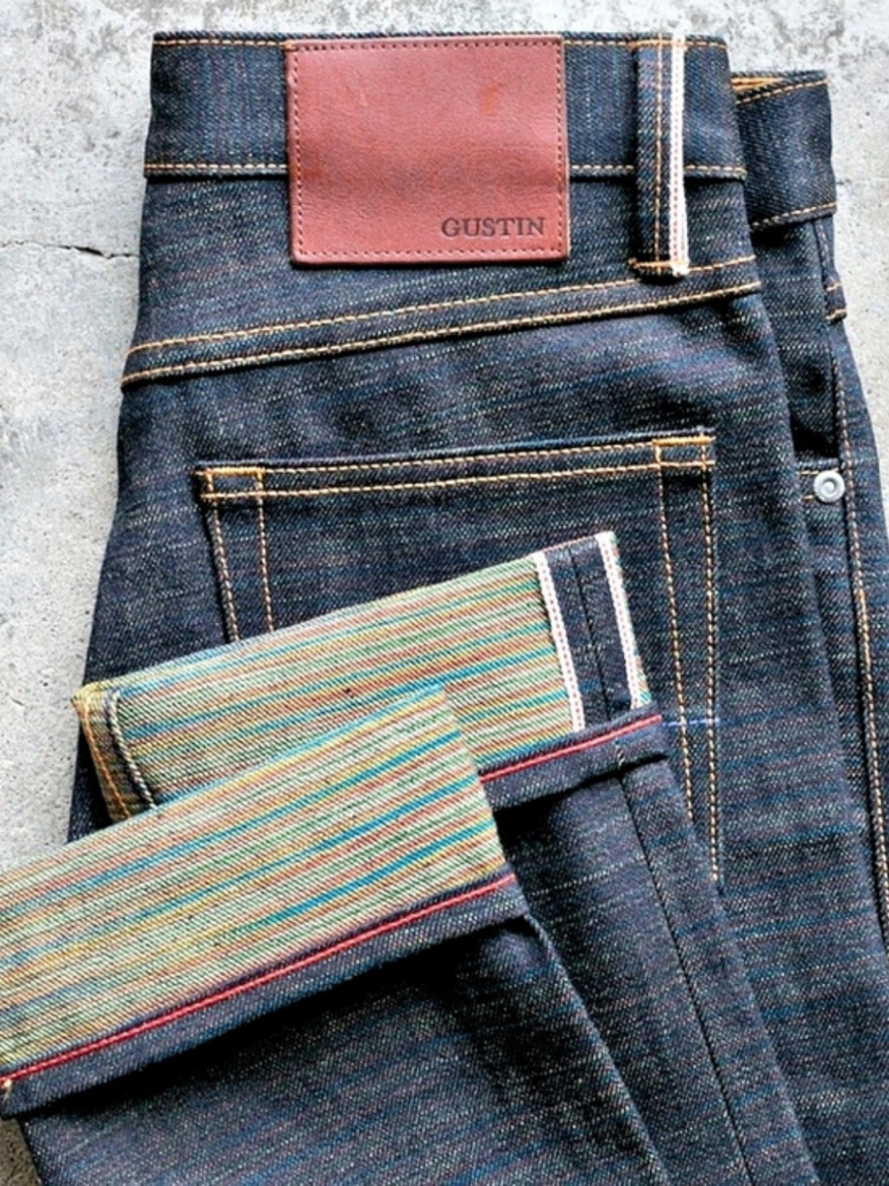 Rainbow Denim Raw Selvedge USA Made Unworn & Unwashed Size 34 Gustin #541